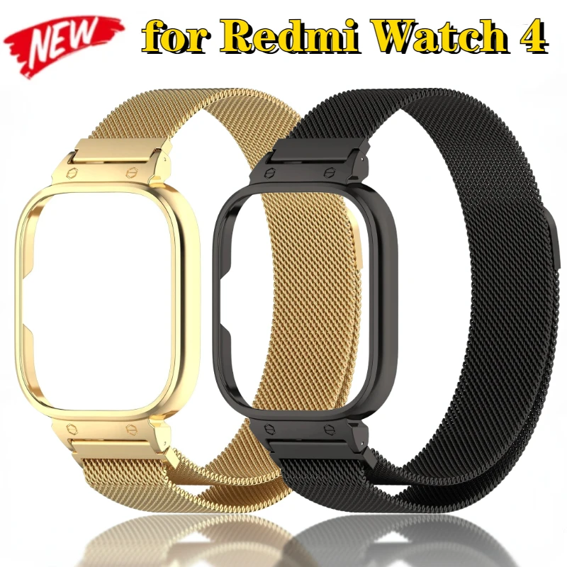 

Metal Case+Milanese Loop Strap for Redmi Watch 4 Magnetic Stainless Steel Bracelet for Redmi Watch 4 Protective Shell Wristband