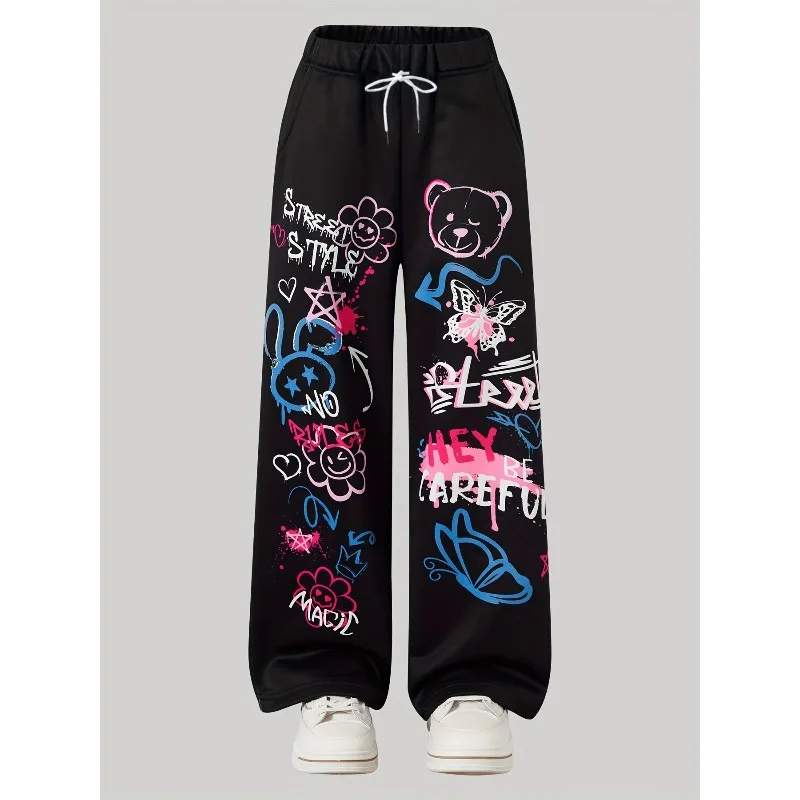 

Trendy Brand Personality Cool Loose and Fashionable Pants Graffiti Printed Casual Pants Explosive Street Floor Pants