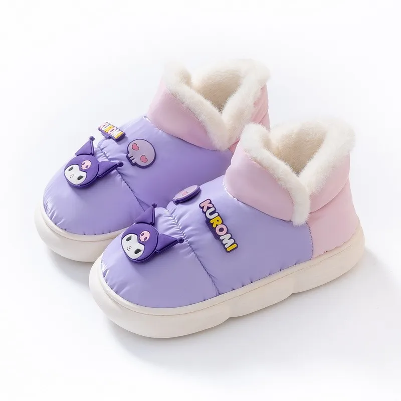 Kuromi Hello Kittys Cute Cotton Slippers Cartoon Anime Figure Kawaii Cartoon Down Cloth Child Include Heel Home Shoes Winter