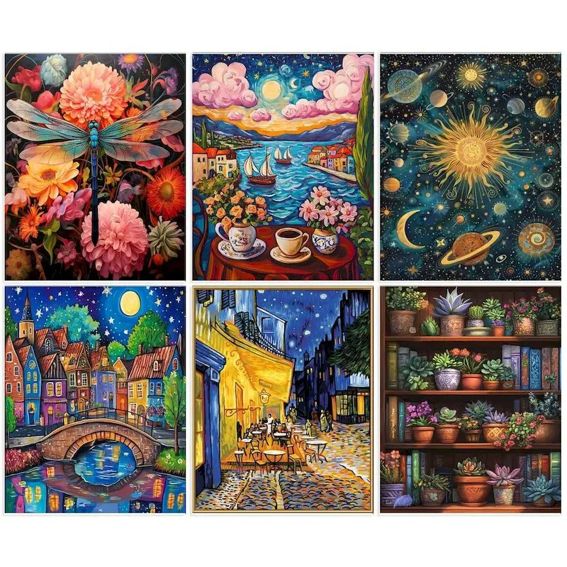 

GATYZTORY Painting By Number Canvas Painting Kits Abstract Landscape DIY Gift Picture Of Coloring By Numbers Art Home Decoration
