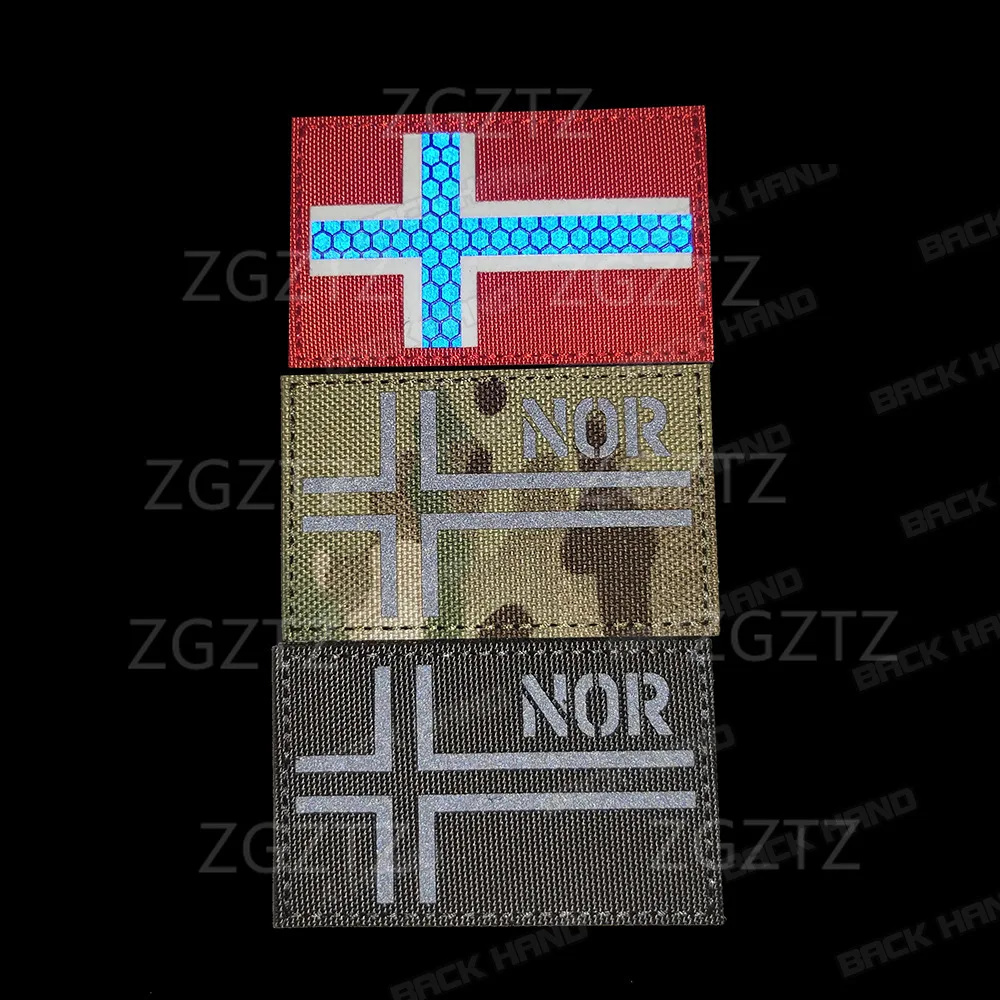 Sweden Norway Denmark Iceland Finland Switzerland Flag Embroidered IR Reflective Patches Emblem Appliqued Sticker Strip Badges