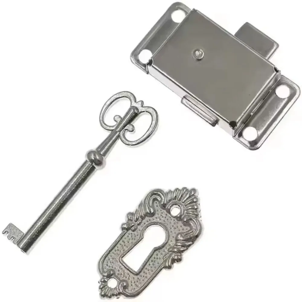 Classic Style Antique Bronze Skeleton Key Lock with Keys and Screws Vintage Furniture Lock DIY Decorative Locks Furniture