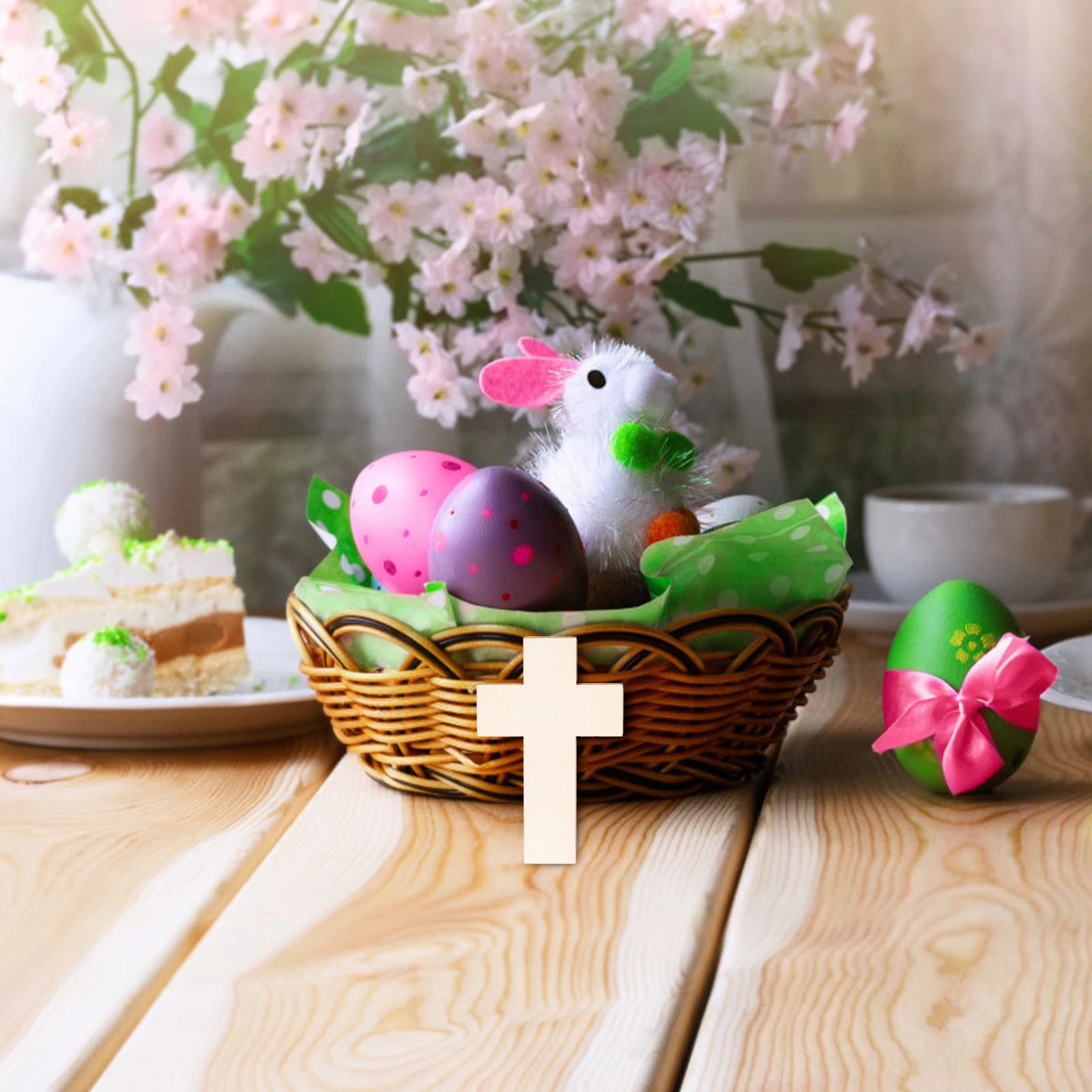 

20Pcs Cross Shape Wooden Chips Smooth Wood Slices DIY Art Craft Supplies Home Party Decoration Unfinished Wood Shapes