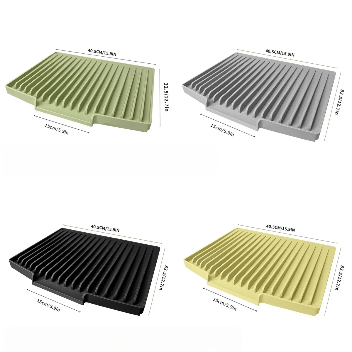 Estera de secado de vajilla de silicona para encimera de cocina, protector de encimera sin derrames, sin goteo, antideslizante, drenaje de pendiente, estera de olla aislante térmico