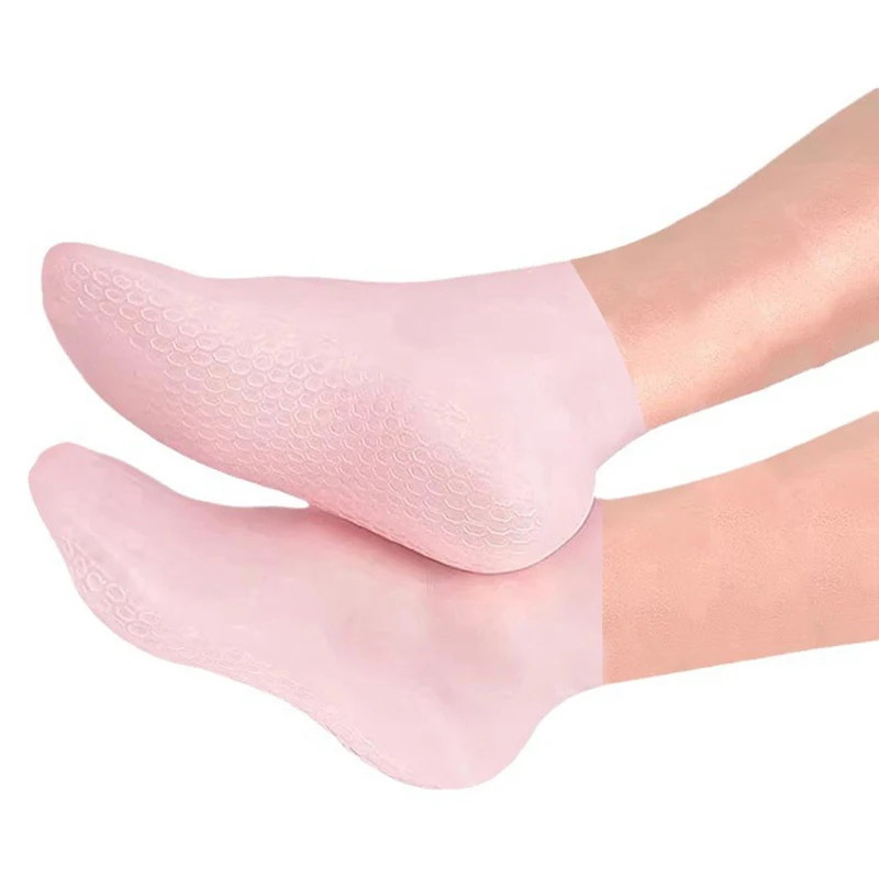 2 pçs meias de silicone cuidados com os pés anti rachaduras hidratante gel meias rachadas pele morta remover protetor alívio da dor ferramentas pedicure