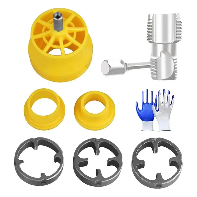 AB11-Plastic Pipe Tap Die Set With 3 Dies 1/2 3/4 1Inch Pipe Threader Plumbing Tool Pipe Thread Electric Drill Compatible