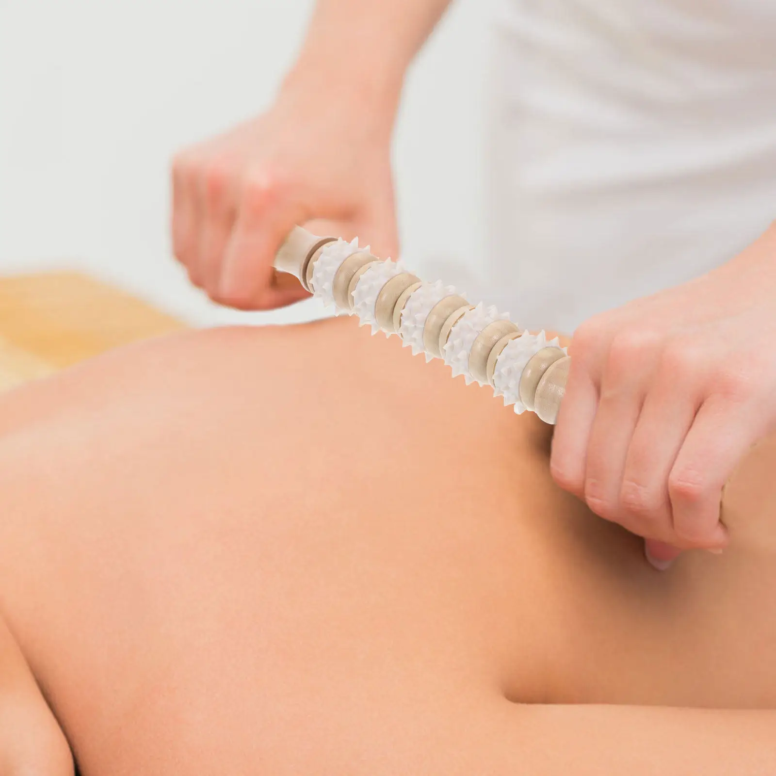 2Pcs Natural Wood Massage Roller Soft Silicone Body Muscle Relaxation Manual Massage Tools Roller Set Maunal Massager Tools