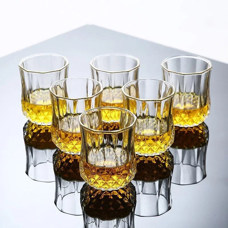 6pcs Creative Whisky Glasses Thick Crystal Wine Brandy Cup Transparent Scotch Drinking Glasses for Bar Accessories Mini Mug