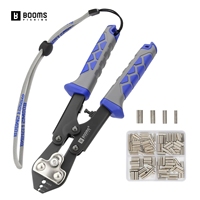 Booms Fishing XW42 Fishing Crimping Pliers with 140Pcs/set for Double Tube 4 Size Fishing Line Barrel Crimping Sleeves Tools