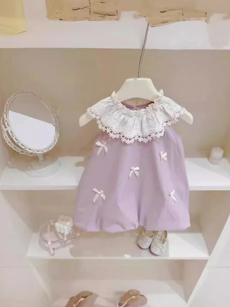 

Тонкий жилет с воротником и цветочной отделкой Sweet Princ для девочек, юбка-торт, летнее новое поступление, хлопковый материал