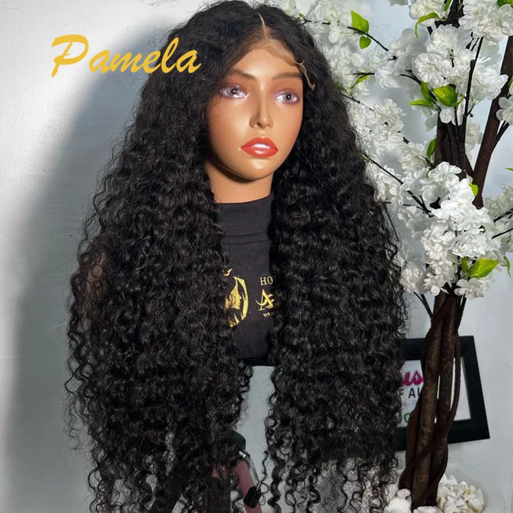 250% Density Curly Wear And Go Natural Colored Pre Plucked 13x4 HD Transparent Frontal Lace Brazilian Human Hair Wigs For Women