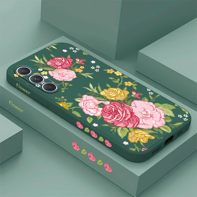 لينة قضية الهاتف لسامسونج غالاكسي A56 A36 A15 A54 A34 A24 A14 A26 A16 A55 A35 A25 A73 A53 A33 بولي TPU للصدمات ماتي زهرة غطاء #1