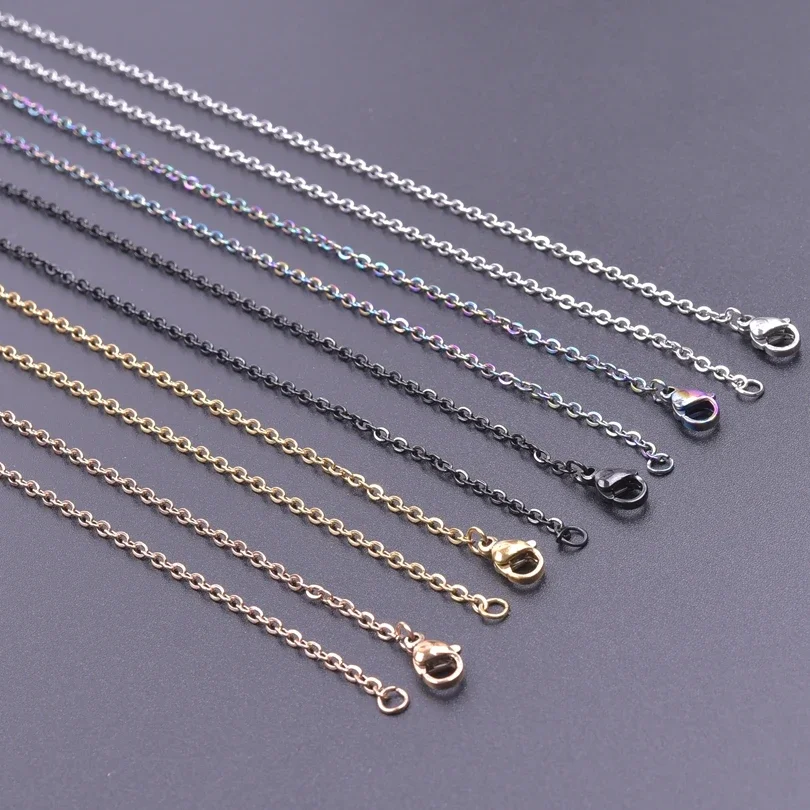 

10pcs 1.5/1.6mm Stainless Steel 45cm O Shape Cross Chain Necklace For Women Men Chains Handmade Making DIY Components Wholesale
