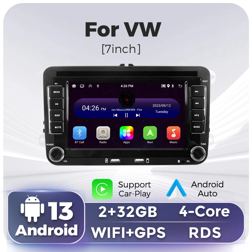 

Wireless Carplay 2 Din Car Multimedia Player For Volkswagen Golf 5 6 Polo Passat B6 B7 CC Skoda Jetta Android Auto GPS Car Radio