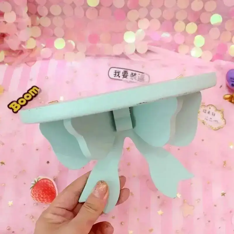 1 Pcs Wooden Decorative Shelves Girls' Room Organizer Holder Pink Wall Shelf Decor Frame Bows Decoration Wooden Storage Rack
