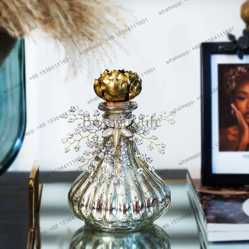 LJY Home Retro Vintage Glass Beaded Perfume Bottle Decorative Ornament