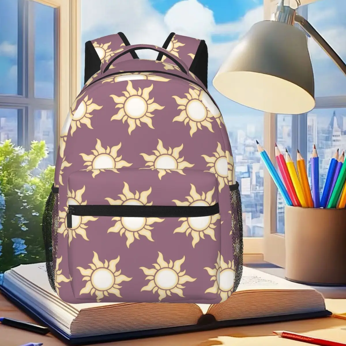 

Rapunzel Sun Backpack Student Boys Girls BookBag Children School Bag Computer Shoulder Bags for Men Women