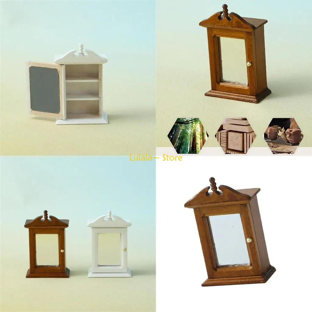 

Y4QA Simulation 1/12 Dollhouses Bathroom Cabinet With Mirror For Miniature Decoration Dollhouses and Craft Model Enthusiasts