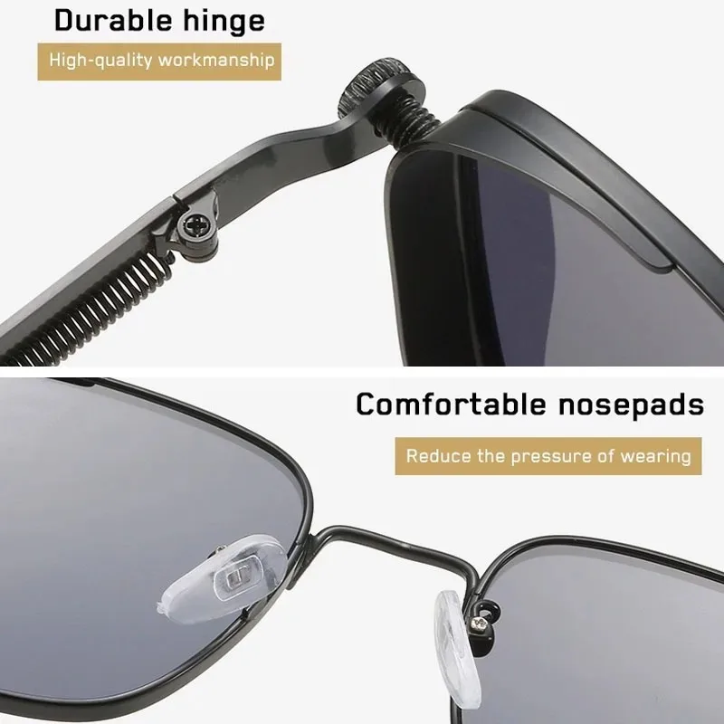 New Sunglasses for Men Anti-UV Driving Glasses Fashion Metal Punk Style Sunglasses with Spring Hinges Women Eyepiece image 5