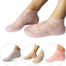 1pair Silicone Foot Care Socks Anti Cracking Moisturizing Gel Socks Cracked Dead Skin Remove Protector Pain Relief Pedicure Tool