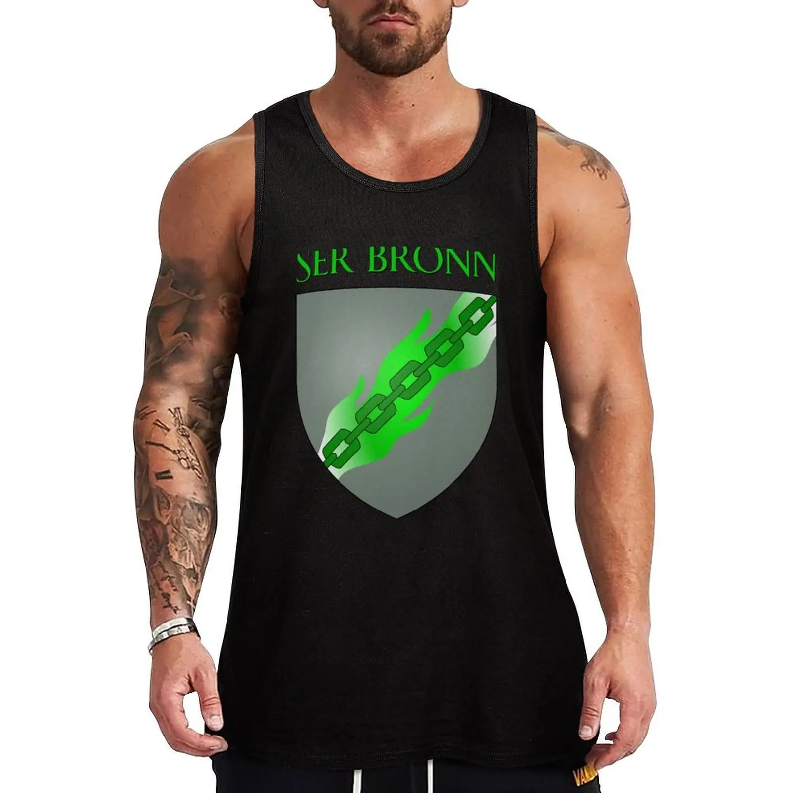 Camiseta Regata com Brasão de Armas Ser Bronn - A Canção de Gelo e Fogo, Casual para Uso Diário, Solta, Sem Mangas, Macia