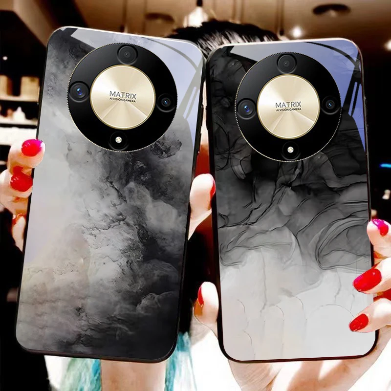 Ink wash blending For Honor Magic 6 50 70 90 Lite X7b 200 Pro nova 10 Nova 5T X6 P30 Pura 70 Ultra tempered glass phone case