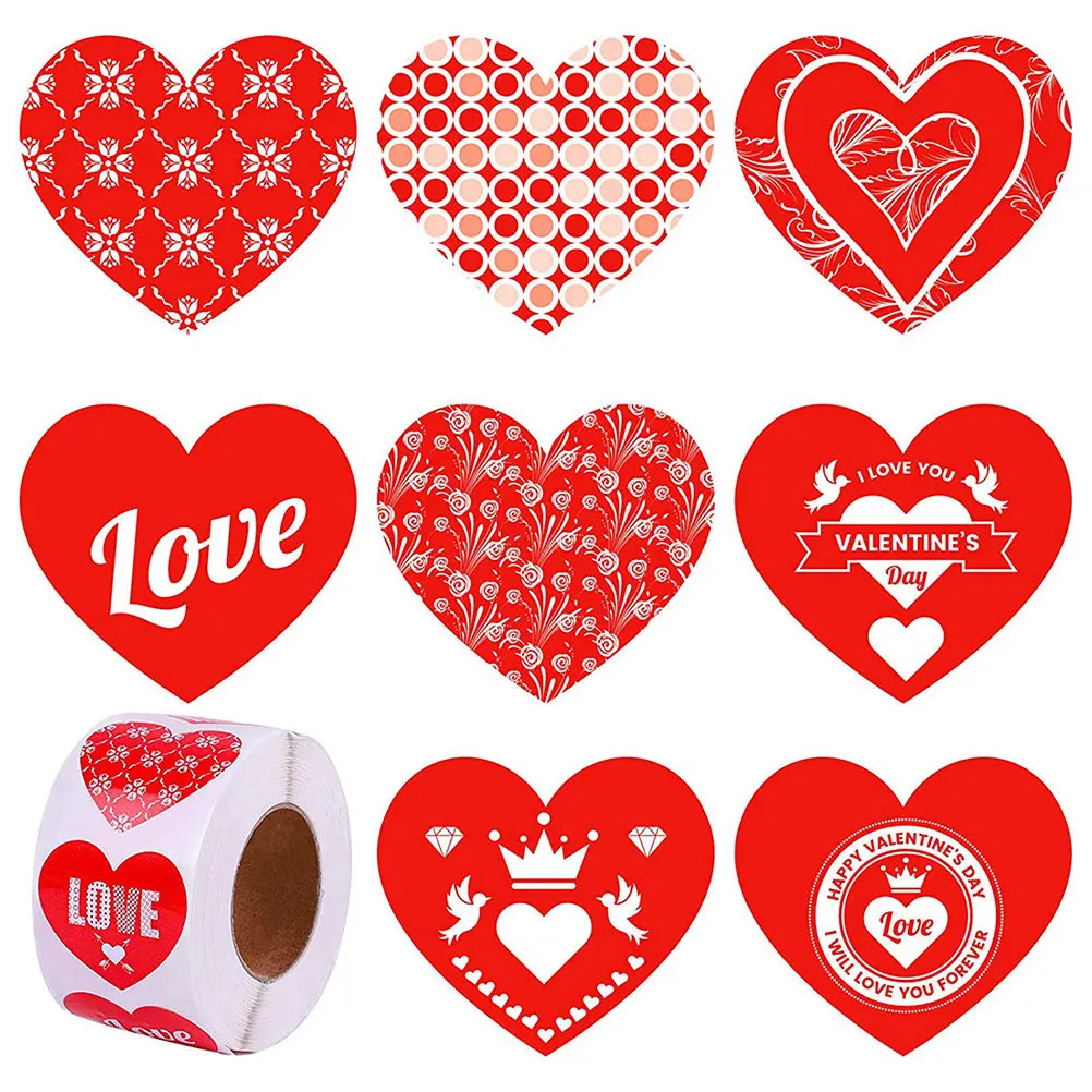 

Valentine's Day Love Heart Stickers Pack Self Stick Seal Labels for Gift Wrapping Sealing Envelopes Candy Boxes DIY Crafts
