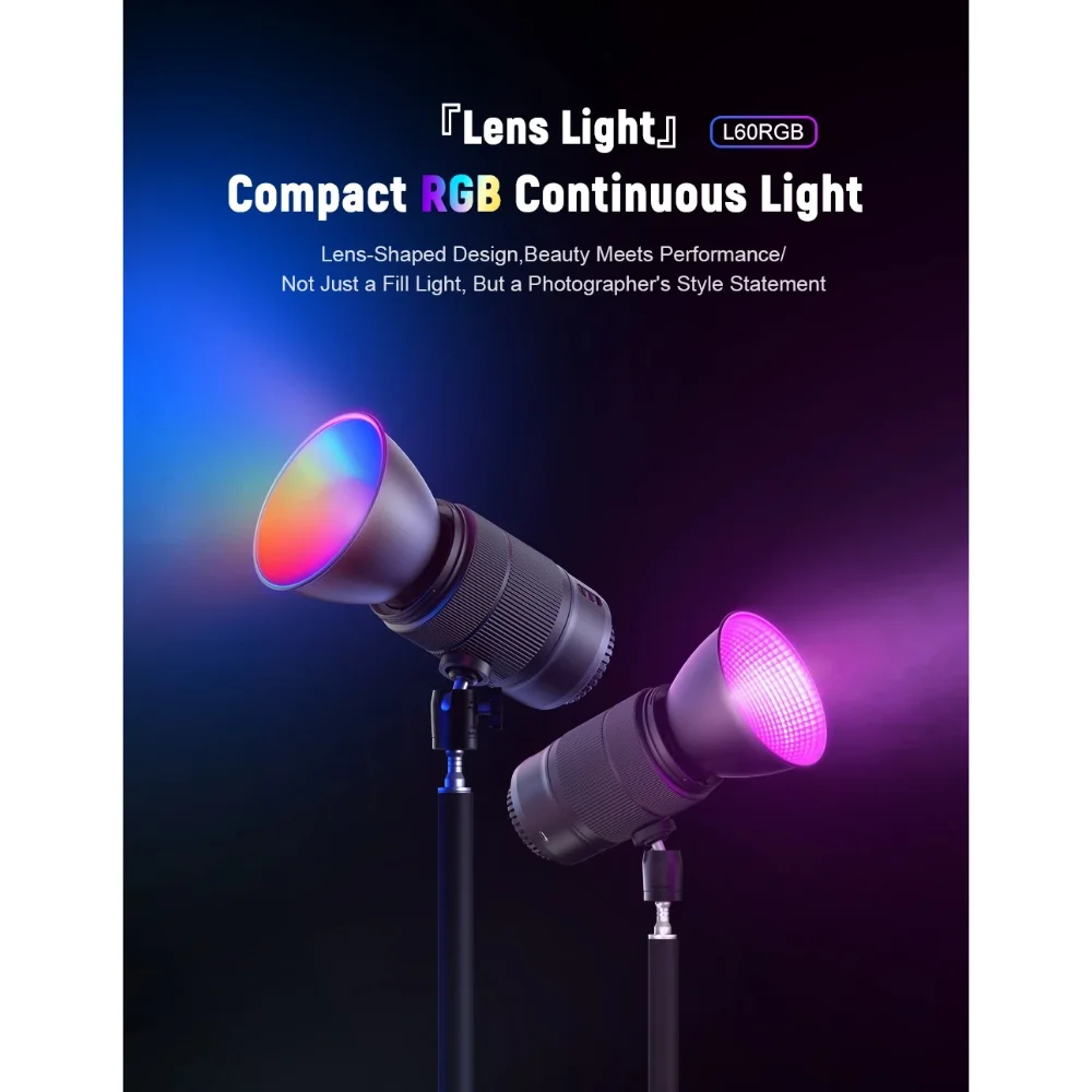 ضوء تصوير LUXCEO L60 RGB ثنائي - مراجعة Torjim Rgb Photography Video Lighting وسعره