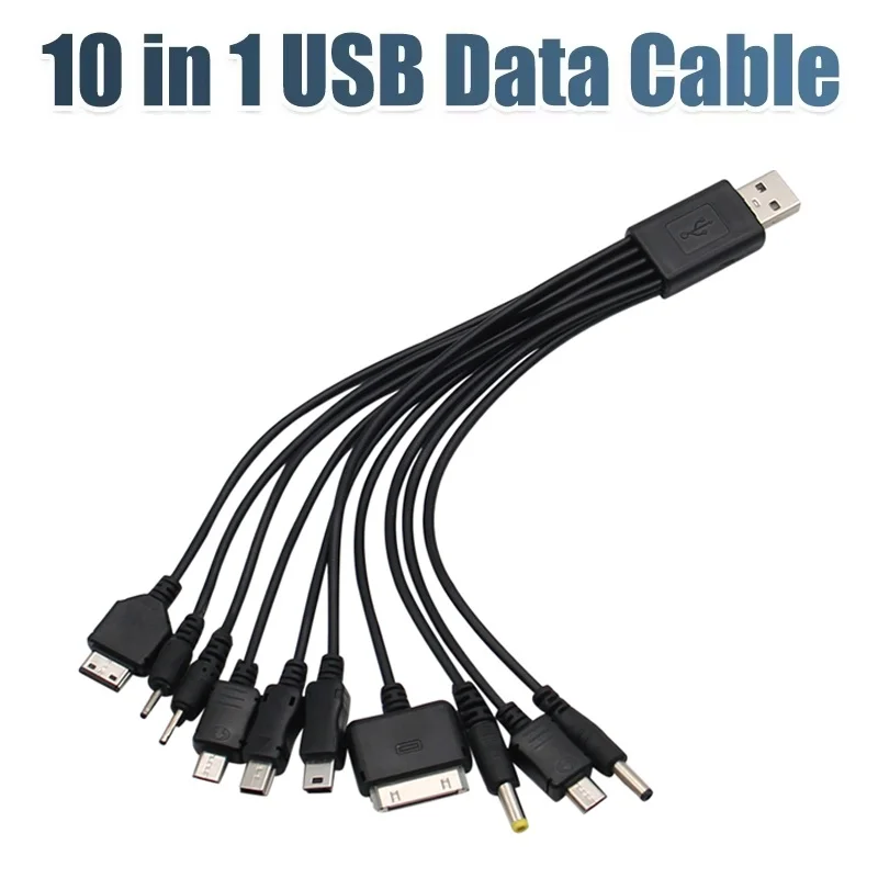Universal 10 to 1 USB Cable Micro USB Charger Male To Multi Plug Charger Type C Phone Charging Cord For Xiaomi Huawei iPad PSP