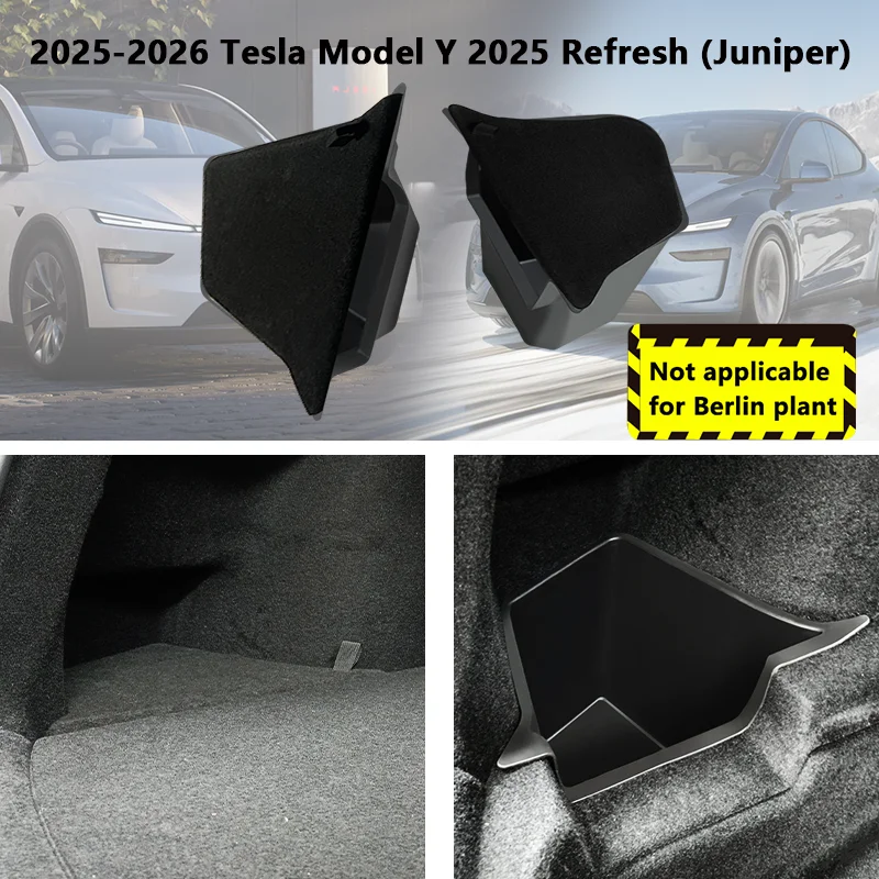 

For Tesla Model Y 2025-2026, Rear Boot Storage Box with Carpet Cover Model Y 5-Seater Waterproof Rear Boot Internal Accessories