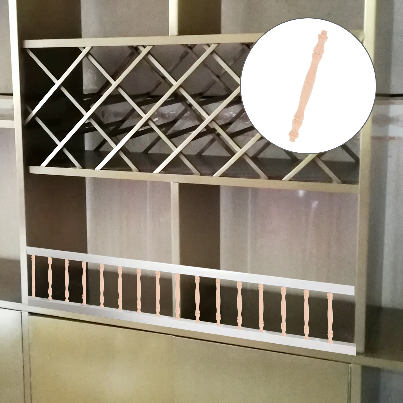 

6pcs Solid Wood Cabinet Spindles Unfinished for Furniture Deck Railing Staircase Indoor Crafting Durability Versatile