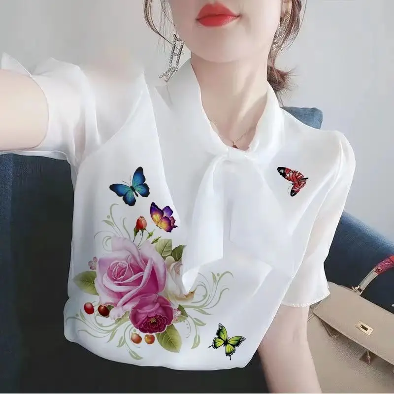 

Spring Summer Fashion Elegant Butterfly Neck Tees Casual Versatile Western Loose Comfortable Elegant Women's Clothing T-Shirts