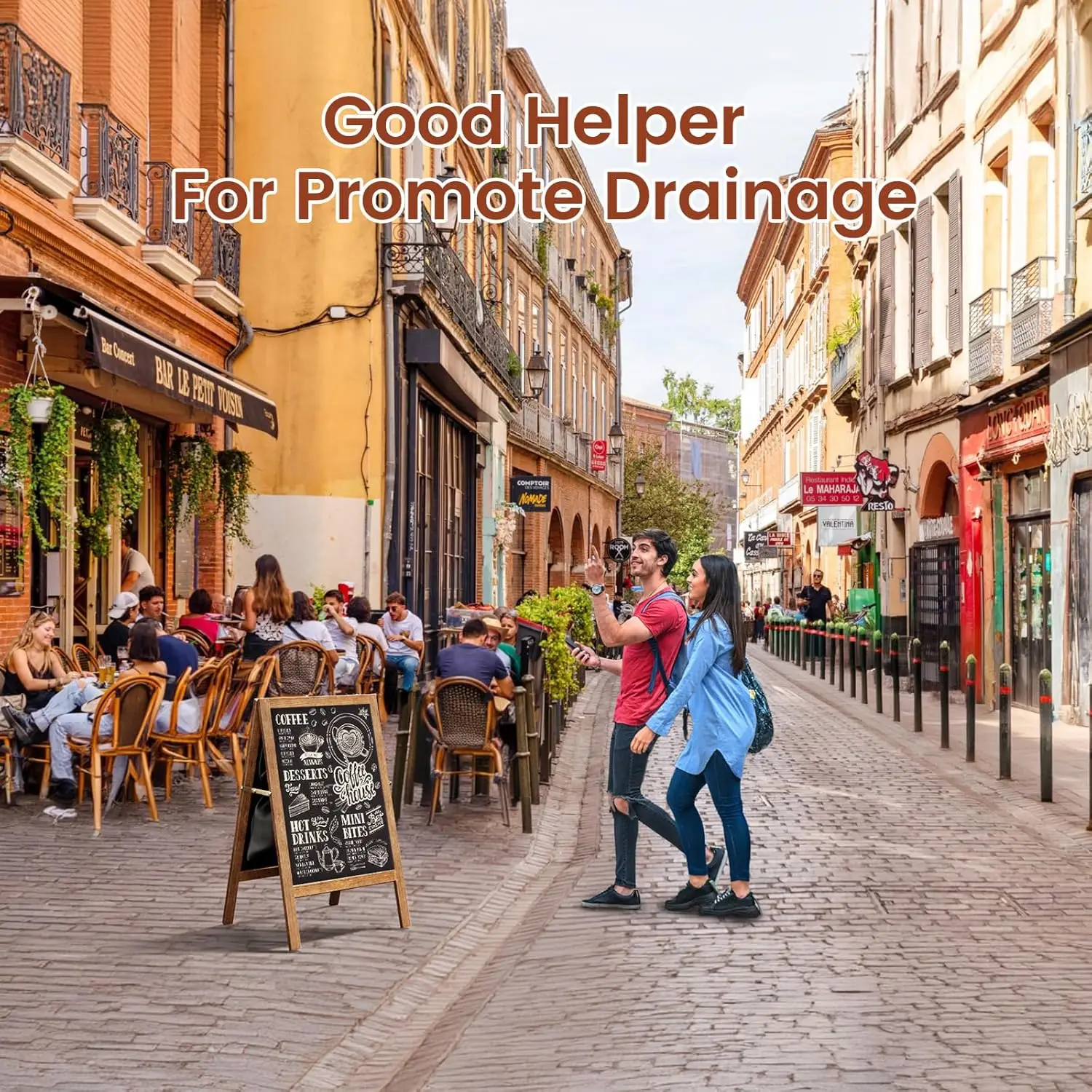 لافتة سبورة كبيرة جدًا على شكل حرف A، لوح قائم خشبي مقاس 40 × 20 مع علامات للمقاهي وحفلات الزفاف والحفلات #5