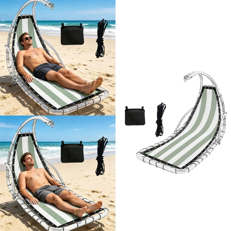 Replacement Fabric For Folding Beach Chair With 39Ft Nylon Straps And Pocket Modern Outdoor Lounge Accessory 64X197Cm Y5GB
