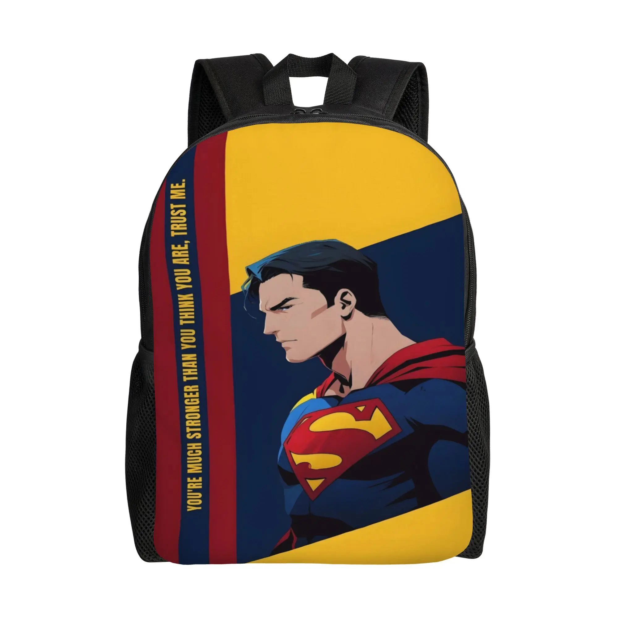 Back to school season Casual Quote Text Side Profile Superman Art Daypack  Teenager Backpack