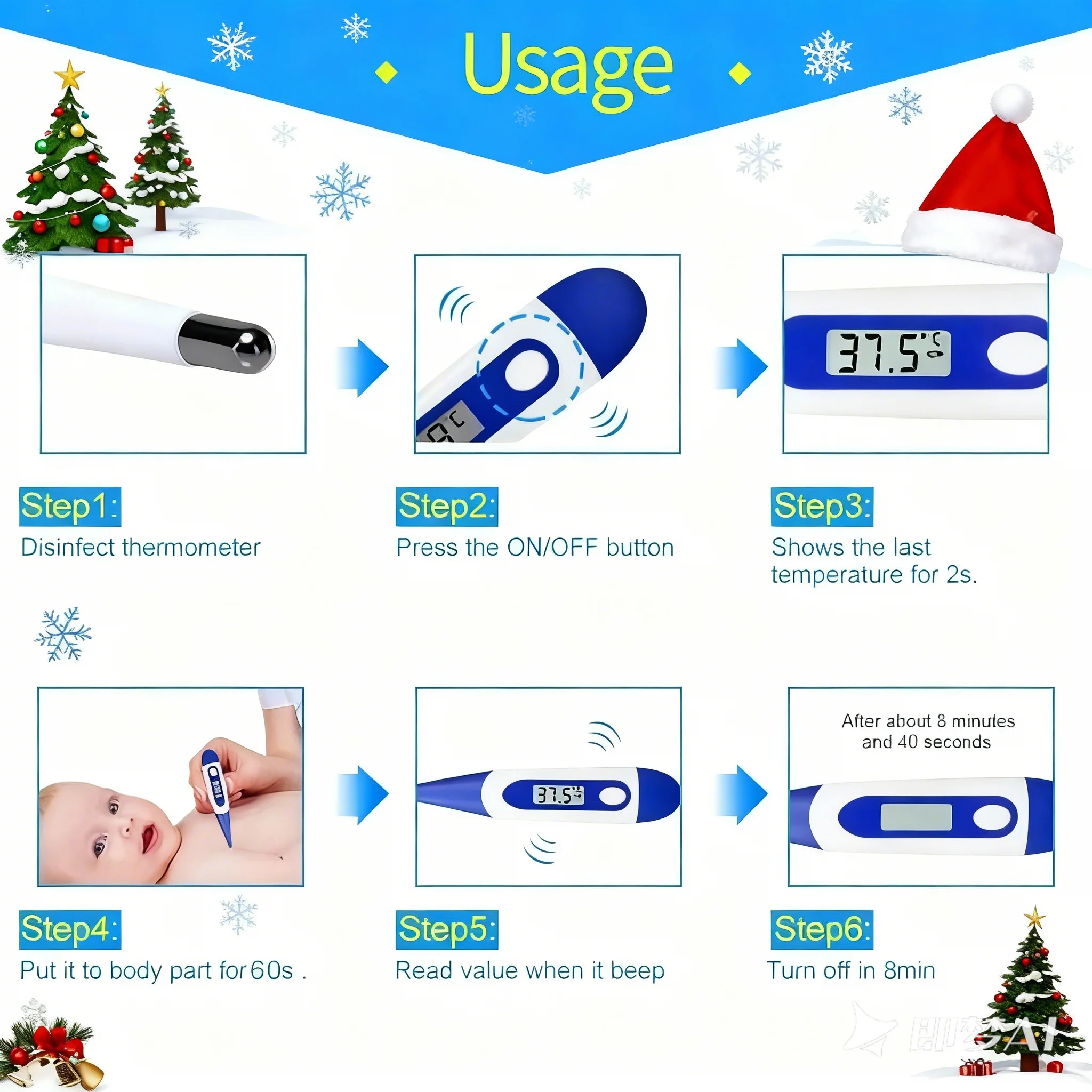 أداة معدات LED الرقمية الطبية أدوات ميزان الحرارة السريع لينة الرأس عيادة للجسم الأذن المنزلية الكبار الأطفال الفم الإبط