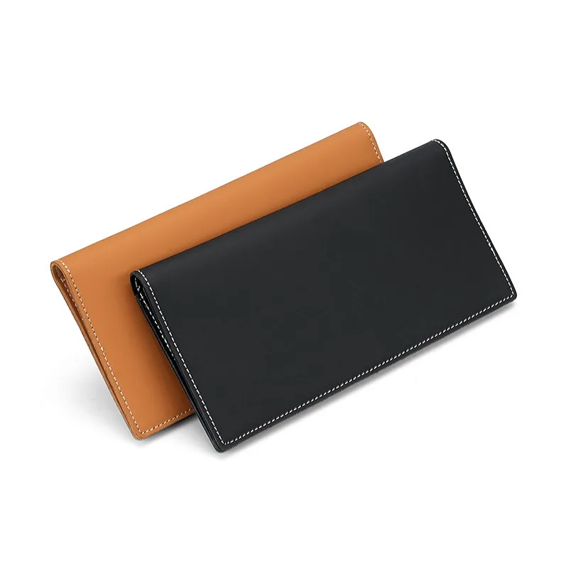 Genuine Leather Simple Long Wallet Ultra-Thin Multi-Card Slot Card Holder First-Layer Cowhide Men's Money Clutch wholesale.