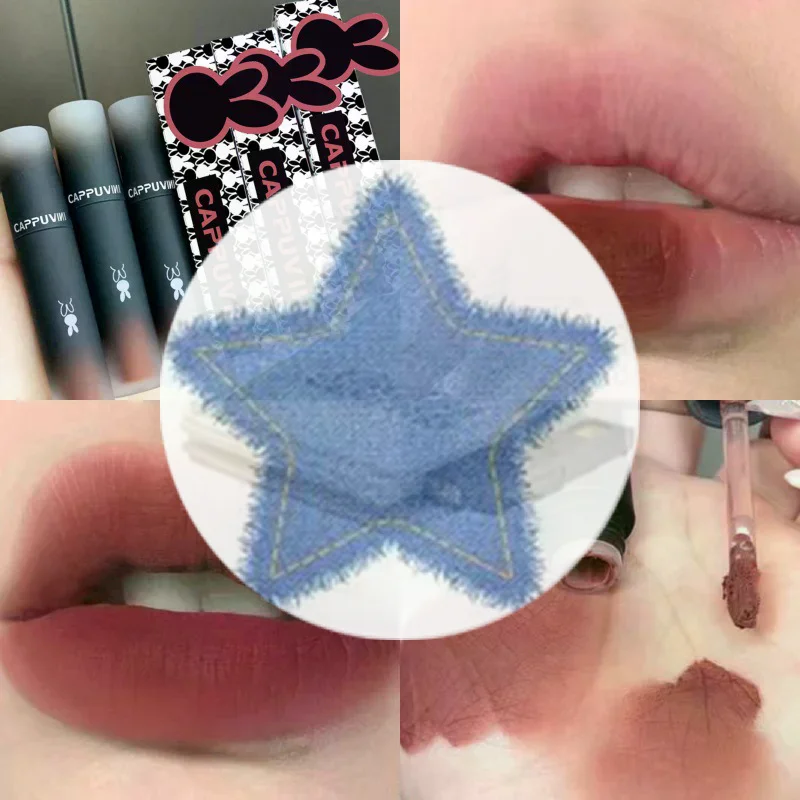 (HG) أحمر شفاه ريترو أحمر بني اللون موس غير لامع شفاه طين مخملي ملمع شفاه غير لاصق كوب ملمع شفاه مكياج ملمع شفاه مستحضرات تجميل #2