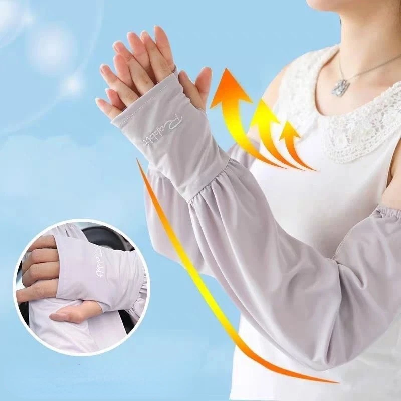 

Loose Long Arm Sleeves Cooling Soft Ice Silk Long Sleeve Drive Outdoor UV Protection Breathable Women Comfort Sun Cover