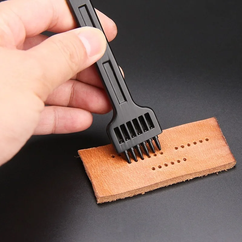 1 pz 4/5/6mm in pelle nera foro tondo strumento di perforazione di fila fai da te rotondo punzone cucito intaglio lavoro sella Set muslimc.