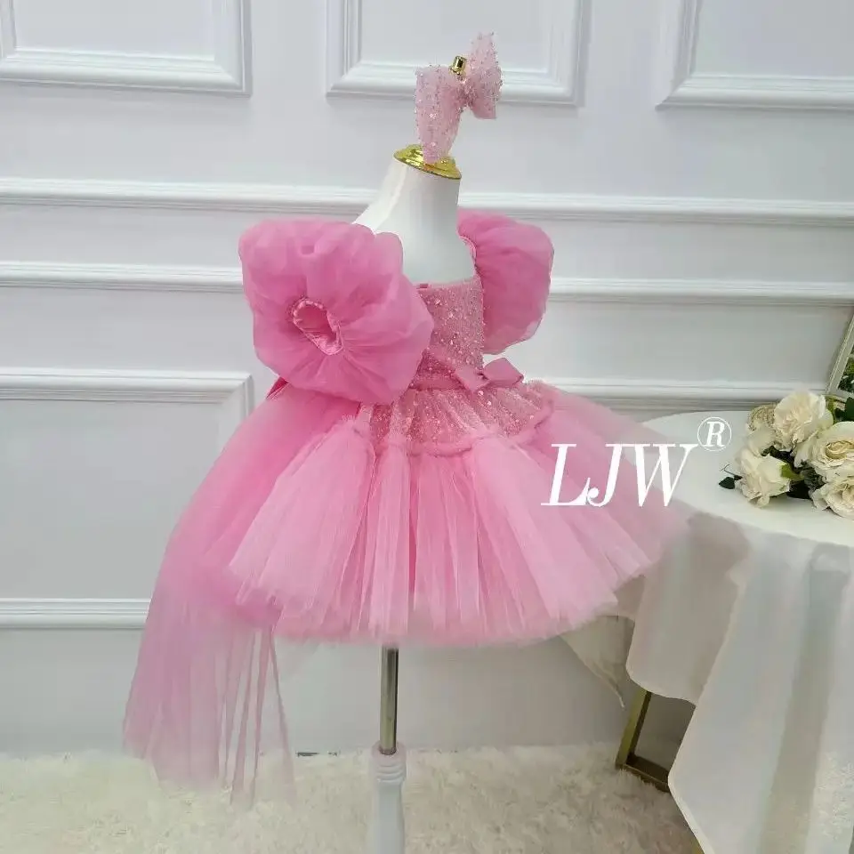 

Girls Sequined Princess Wedding Dress Pommel Dress Wedding Dress Puffy Sleeve First Communion Dress Finely piano performance dre