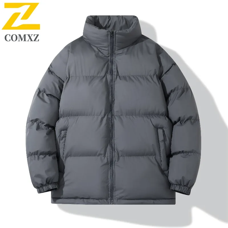 COMXZ 2025 Winter Stand Collar Color Block Padded Coat Unisex Casual Sports Outwear Travel Color Trendy Warm Couple Jacket