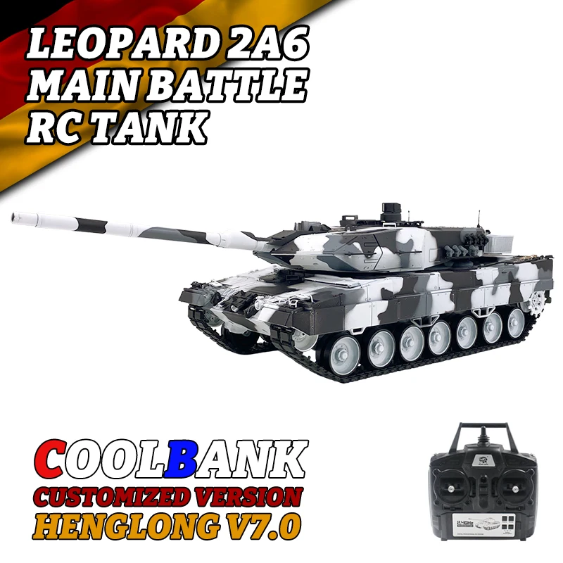 COOLBANK Henglong 3889-1 1/16 Scale German Leopard 2A6 Military Tank Model Battle RC Tank 2.4Ghz RC Tanks Hobby Gifts Customize