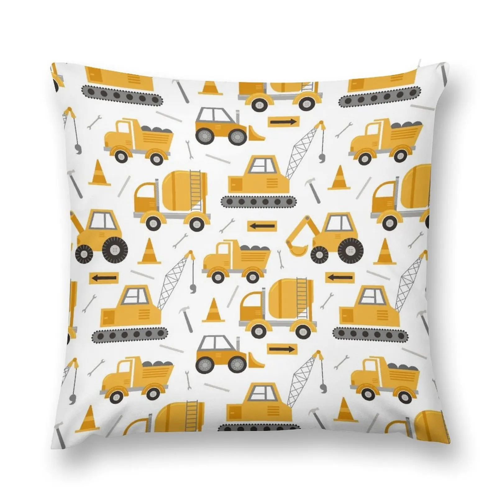 Construction Trucks Throw Pillow pillow cover luxury Ornamental Pillow cover christmas Christmas Pillowcase