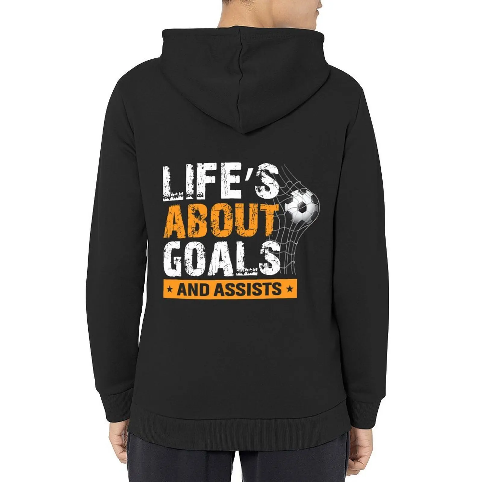 

Life Is About Goals And Assists Soccer Player Sports Futbol Hoodie blouse mens designer clothes winter clothes pullover hoodies