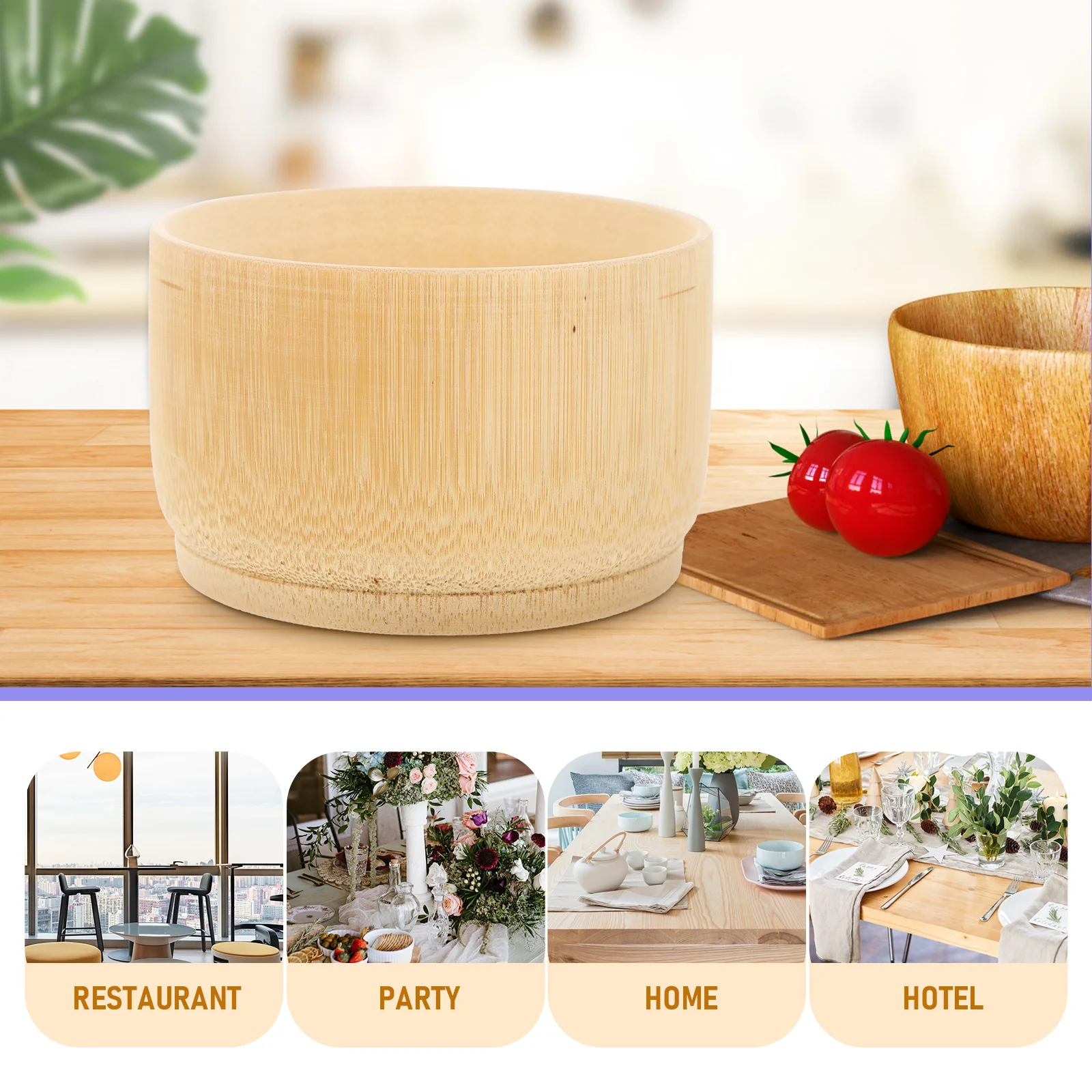 

2 шт. бамбуковая миска для еды с гладкими краями, сервировочная миска, глубокий контейнер для салата, штабелируемый детский набор посуды, детская посуда