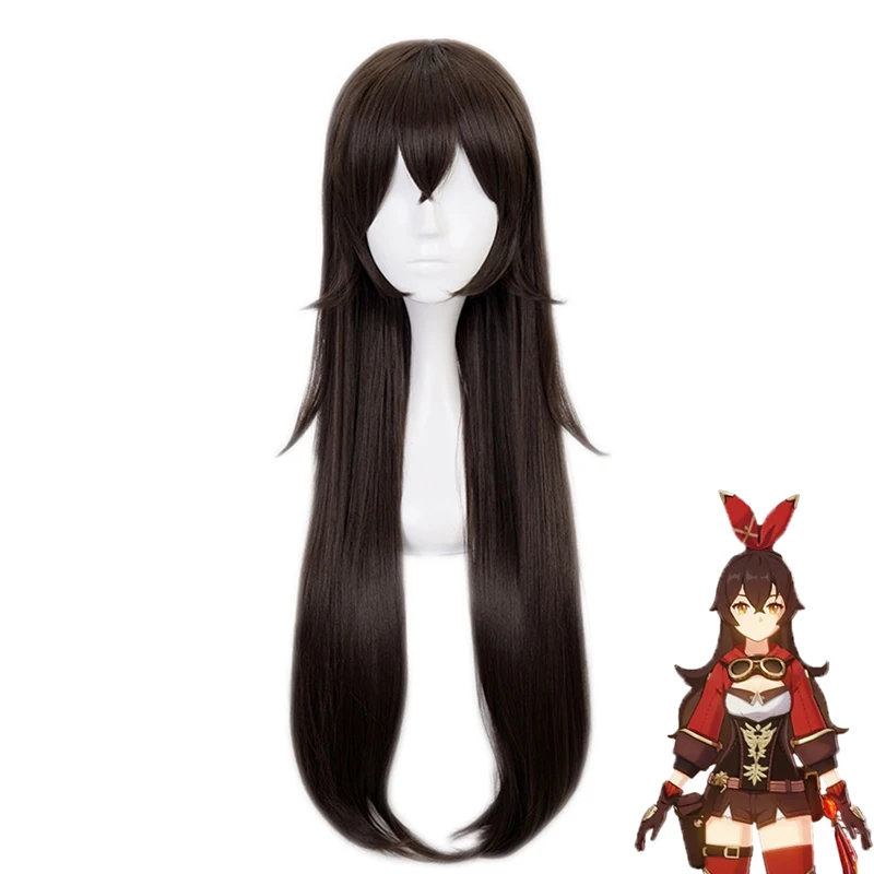 Genshin Impact Amber wig Cosplay Costume Amber Brown Wig with Bangs Synthetic Hair Heat Resistant