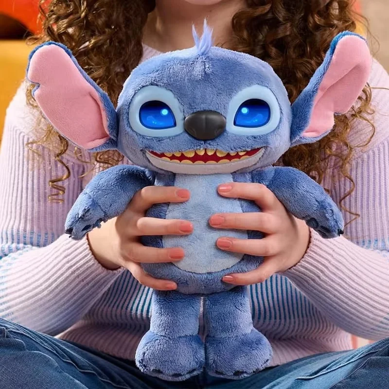 35cm Disney Lilo & Stitch Expressive Lcd Eyes 50 Sounds Efffectsi Stitch Plush Toy Cute Fluffy Soft Pillow Comfort Doll Gift