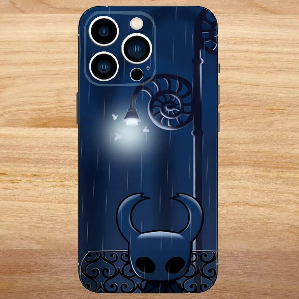 حافظة هاتف H-Hollow Knight لهاتف iPhone 16,15,14,13,12,11,Mini,Pro,SE,MAX غطاء أبيض غير لامع مقاوم للصدمات