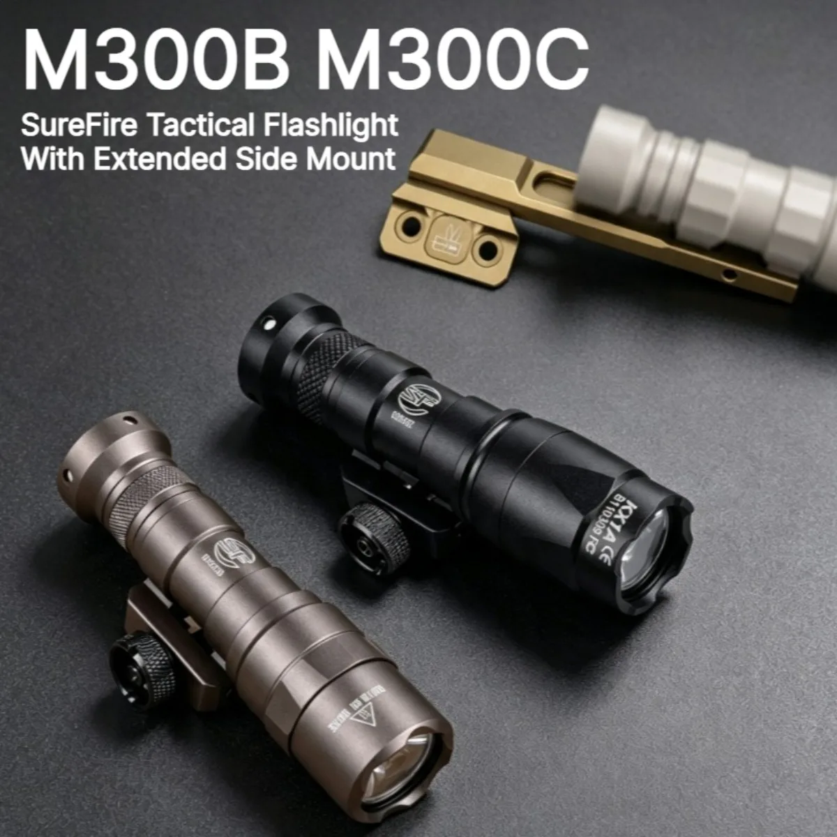 SureFire M300B M300C Tactical Flashlight with Extended Side Mount Fits M-K & Key Rail For AR15 M300B M300C Scout LED Light Torch